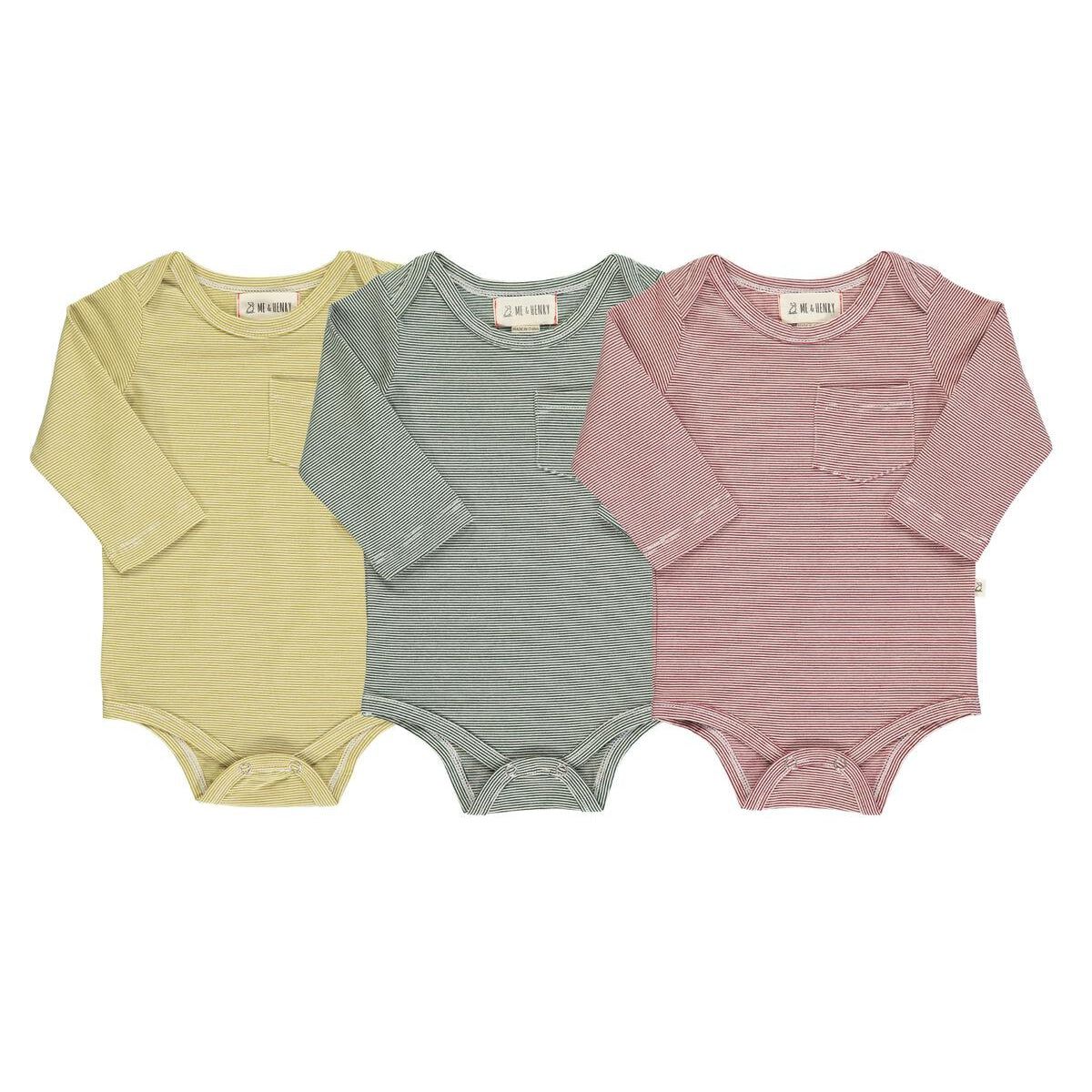 Tellico Long Sleeve Onesies in Micro Stripe by Me + Henry