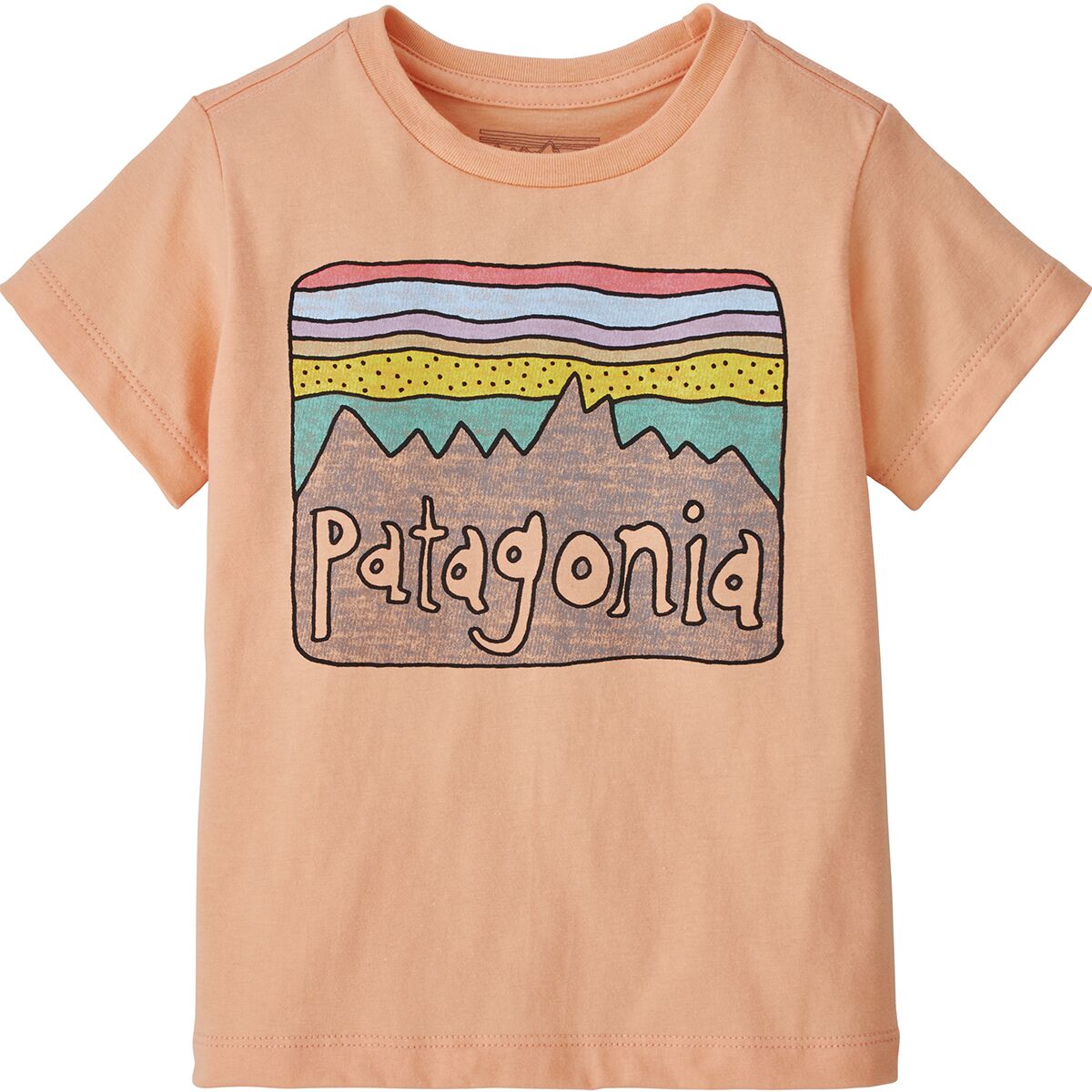 Baby Organic T-Shirt in Fitz Roy Skies Cowry Peach by Patagonia
