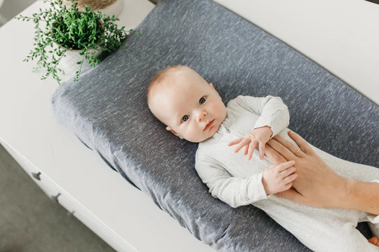 Knit Diaper Changing Pad Cover in Denim by Copper Pearl