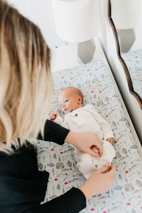 Knit Diaper Changing Pad Cover in Trout by Copper Pearl