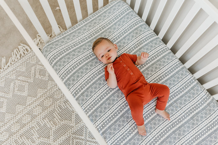 Premium Knit Fitted Crib Sheet in Westyn by Copper Pearl