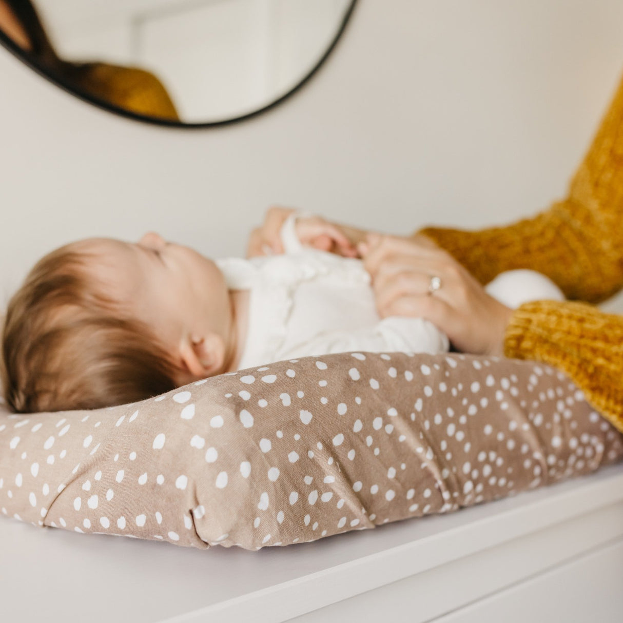 Premium Knit Diaper Changing Pad Cover | Fawn Copper Pearl