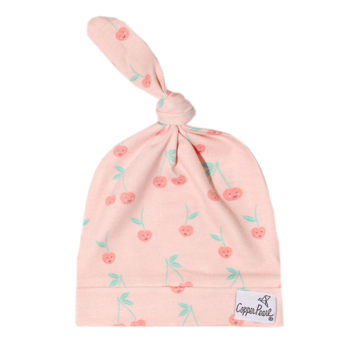 Top Knot Hat 0-4M in Cheery by Copper Pearl