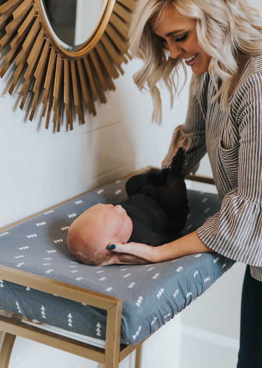Knit Diaper Changing Pad Cover in North by Copper Pearl