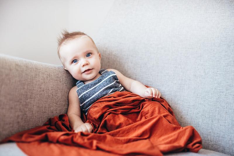 Knit Swaddle Blanket in Rust by Copper Pearl
