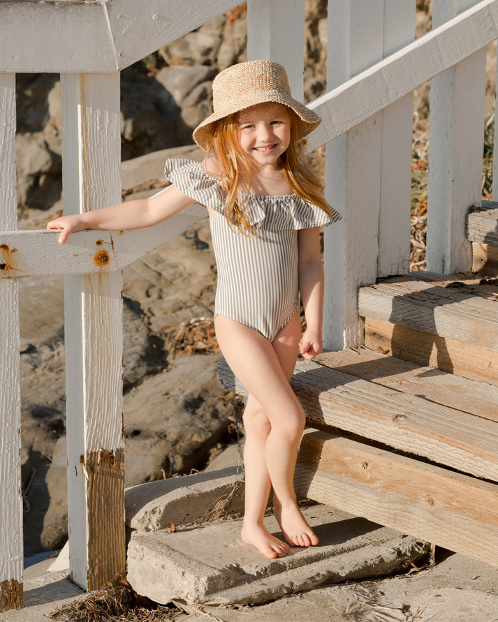 off-the-shoulder one-piece || ink stripe by Rylee + Cru