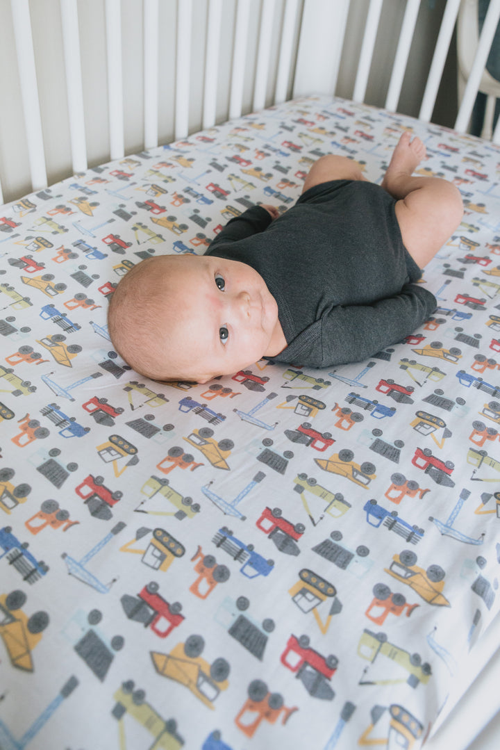 Premium Knit Fitted Crib Sheet in Diesel by Copper Pearl