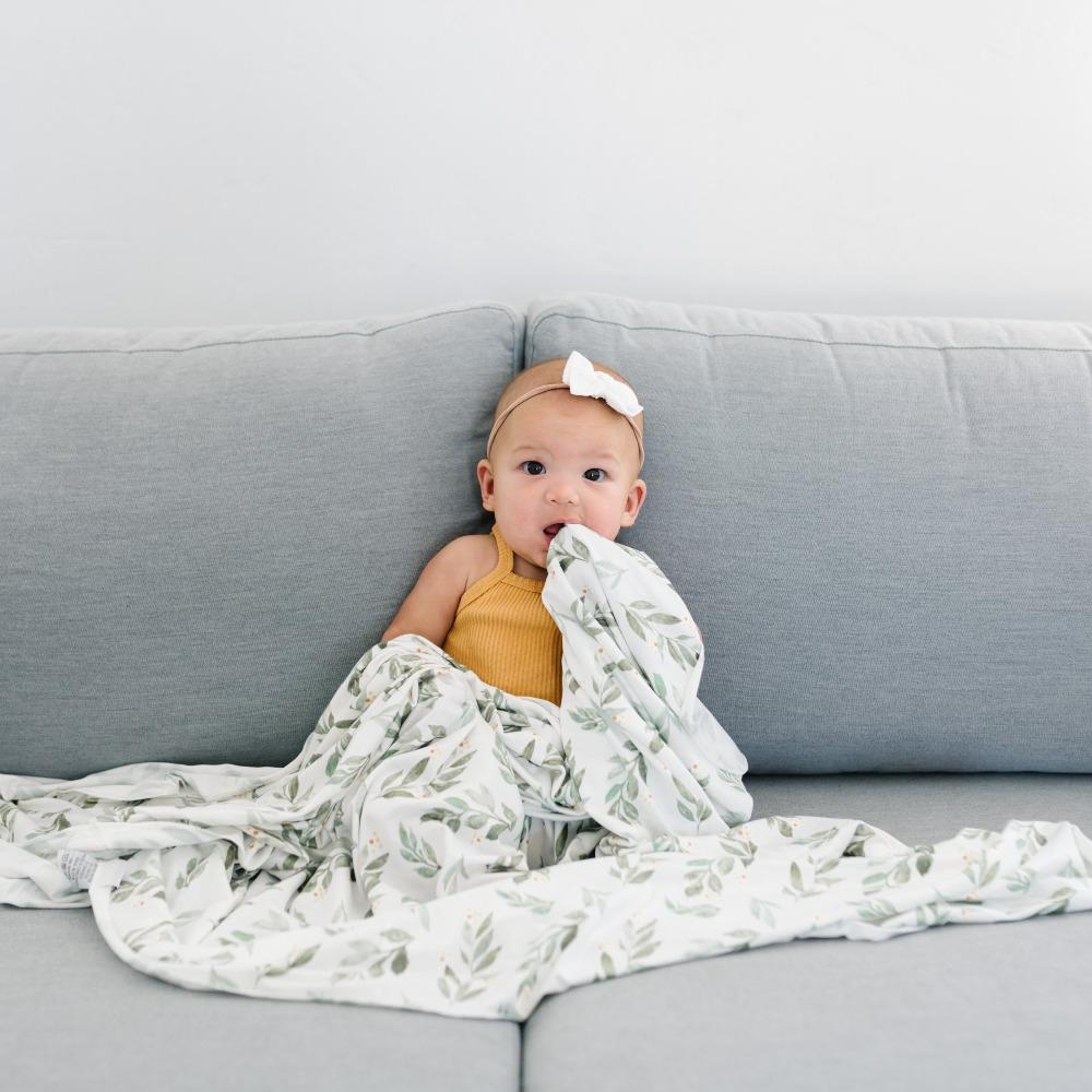 Knit Swaddle Blanket in Fern by Copper Pearl