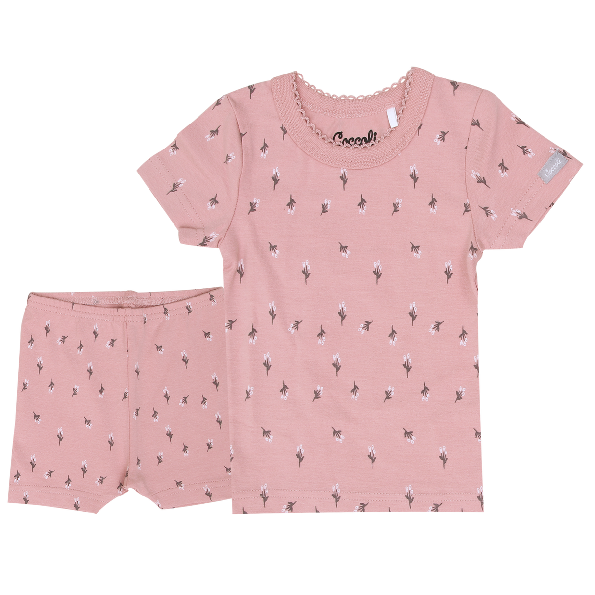 Short Sleeve Pajama in Rib Floral by Coccoli