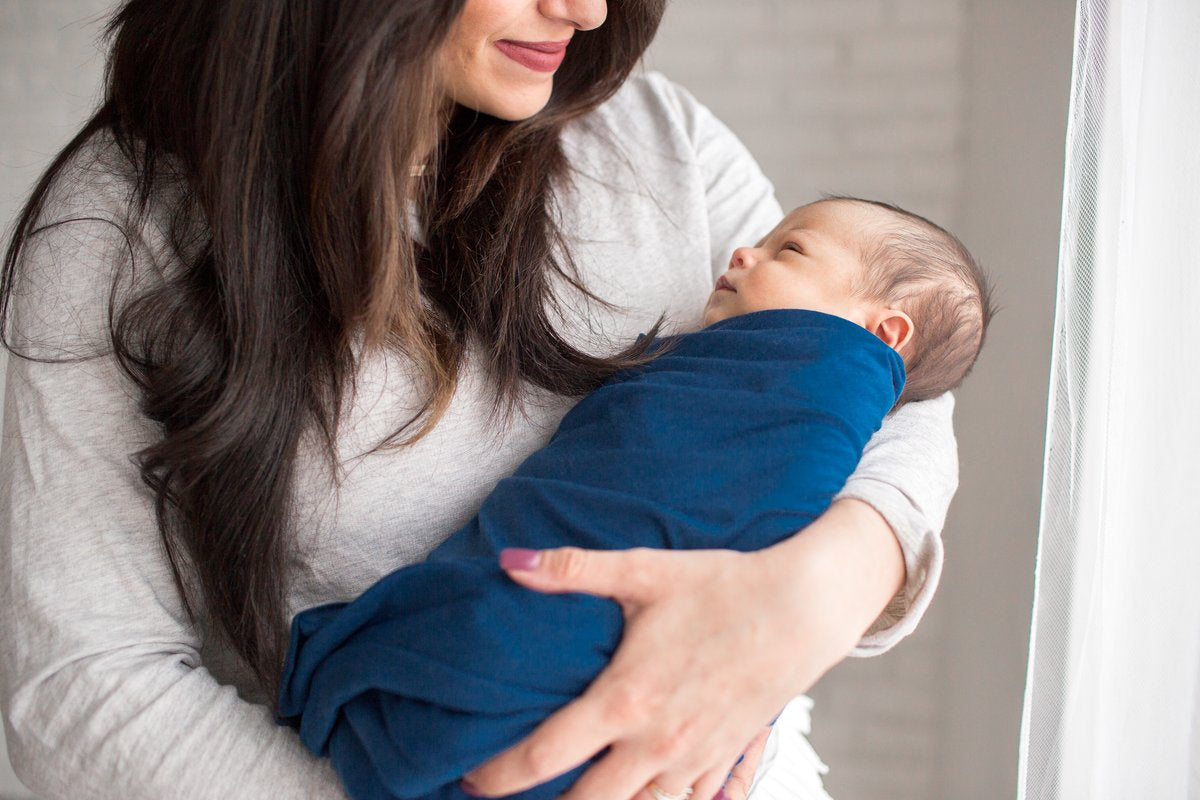 Knit Swaddle Blanket in River by Copper Pearl