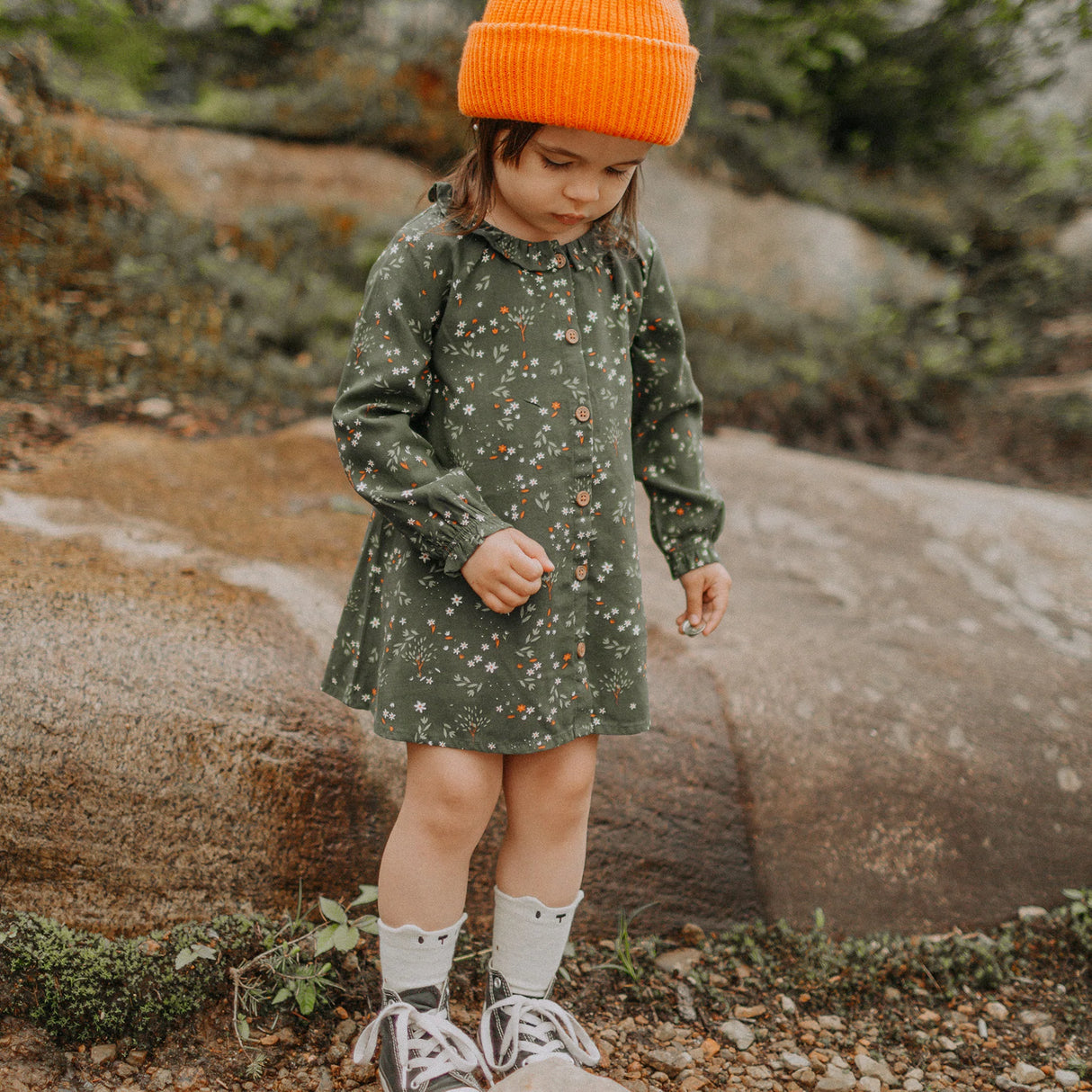 Green Floral Dress in Viscose by Sourismini