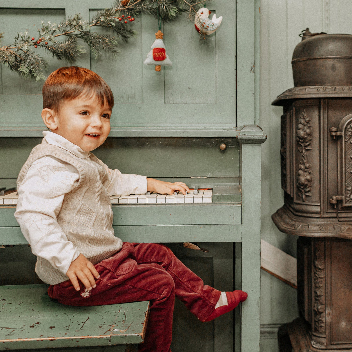 Beige Sleeveless Knitted Vest by Sourismini