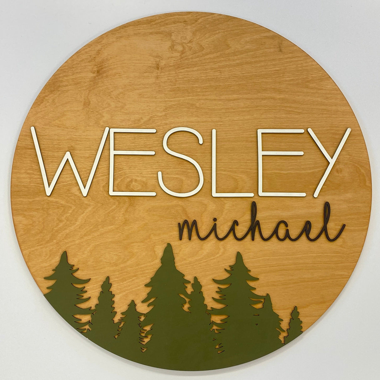 Sugar + Maple Round Personalized Wood Name Sign | Tree Theme