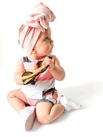 Washed Stripe Shorty Romper by Little Bipsy