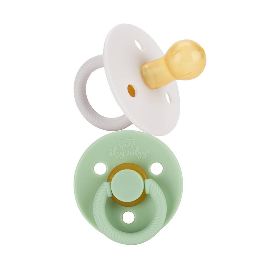 Itzy Soother™ Natural Rubber Pacifier - 0-6M in White & Mint by Itzy Ritzy