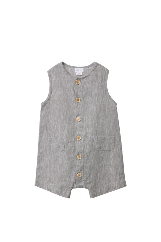 James Linen/Cotton Romper in Quarry by Jamie Kay
