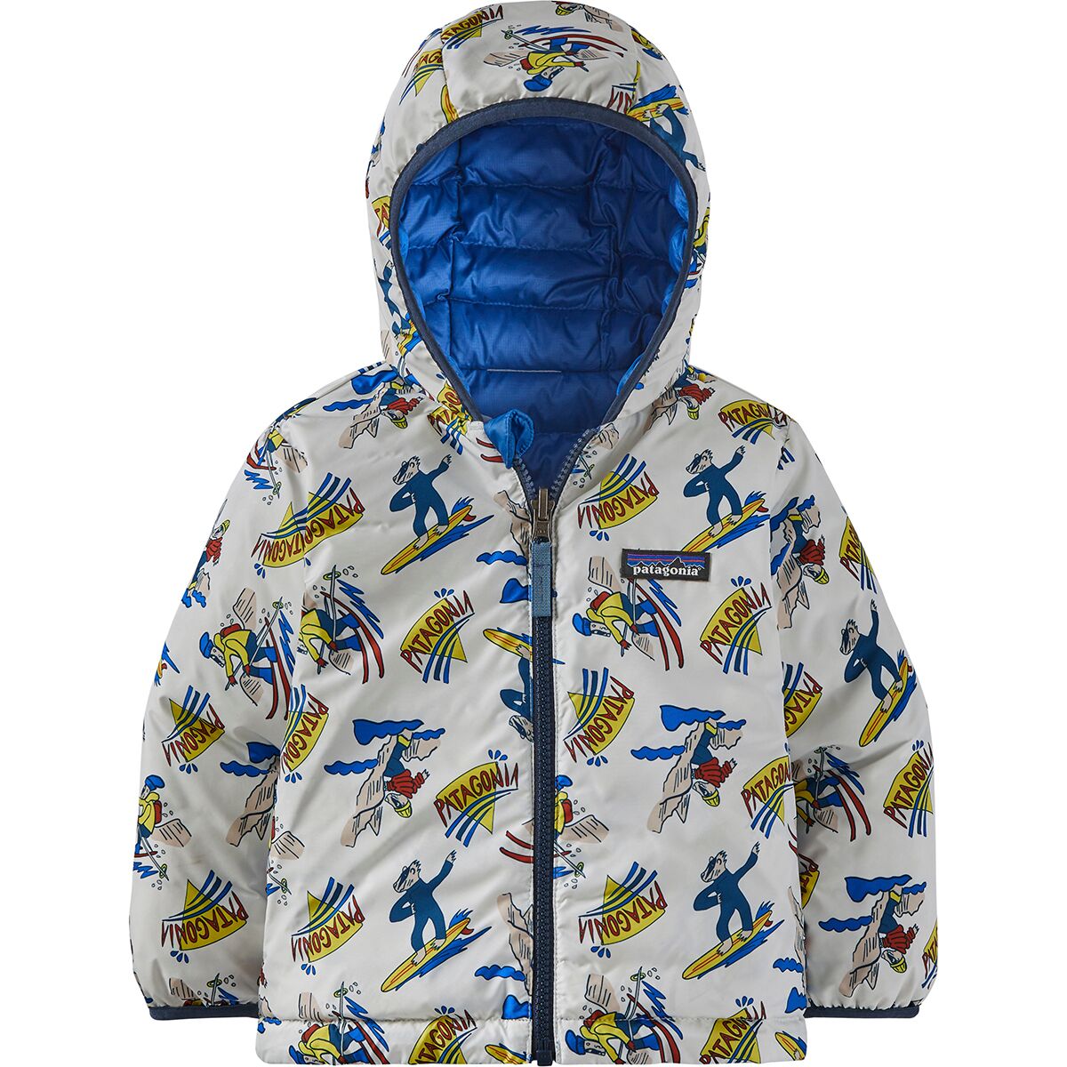 Baby Reversible Down Sweater Hoody in Mr. Badger Dyno White by Patagonia