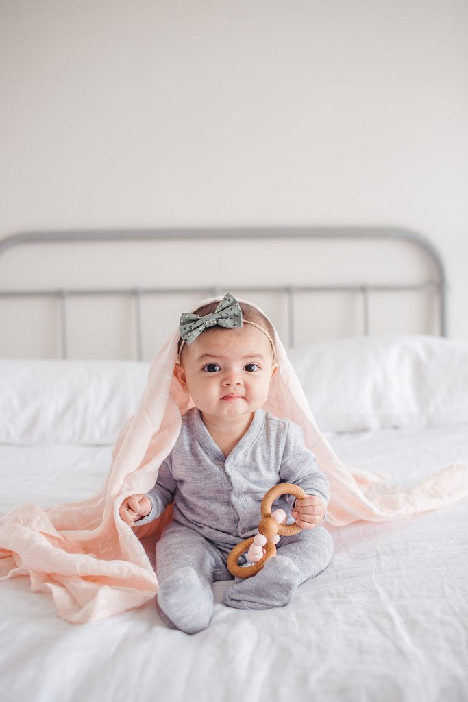 Muslin Swaddle in Pink Mudcloth by Loulou Lollipop