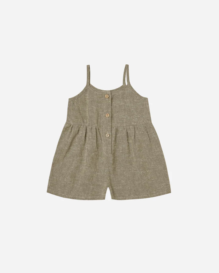 Button Romper in Olive by Rylee + Cru