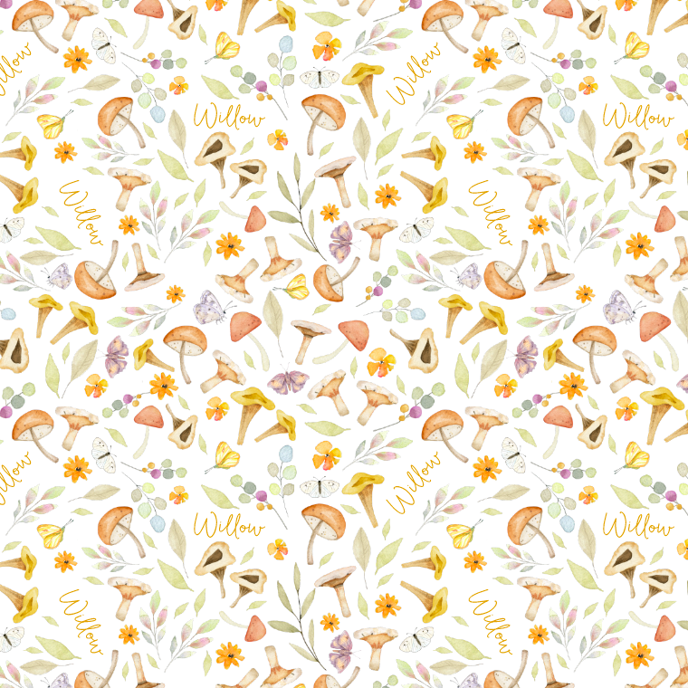 Sugar + Maple Plush Minky Fleece Personalized Blanket | Whimsical Mushroom