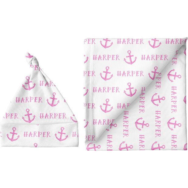 Sugar + Maple Personalized Blanket & Hat Set | Anchor
