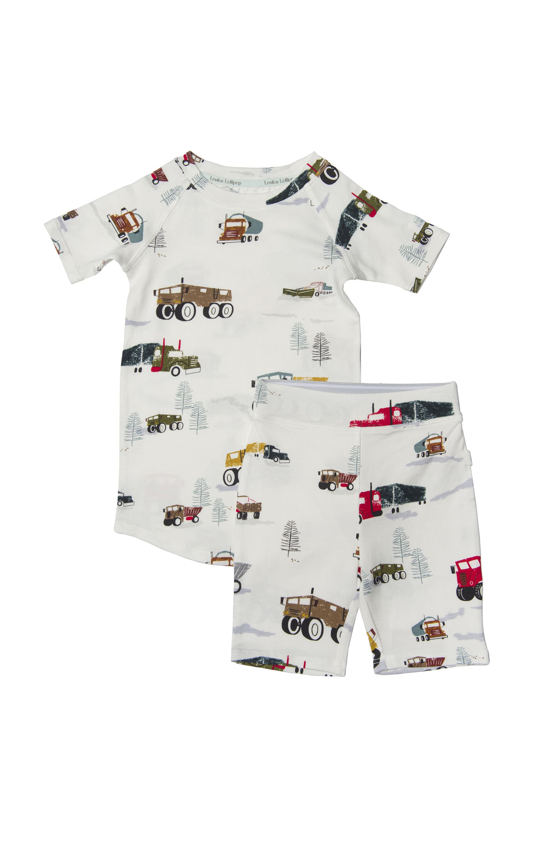 Short Pajama Set in Happy Trucks by Loulou Lollipop