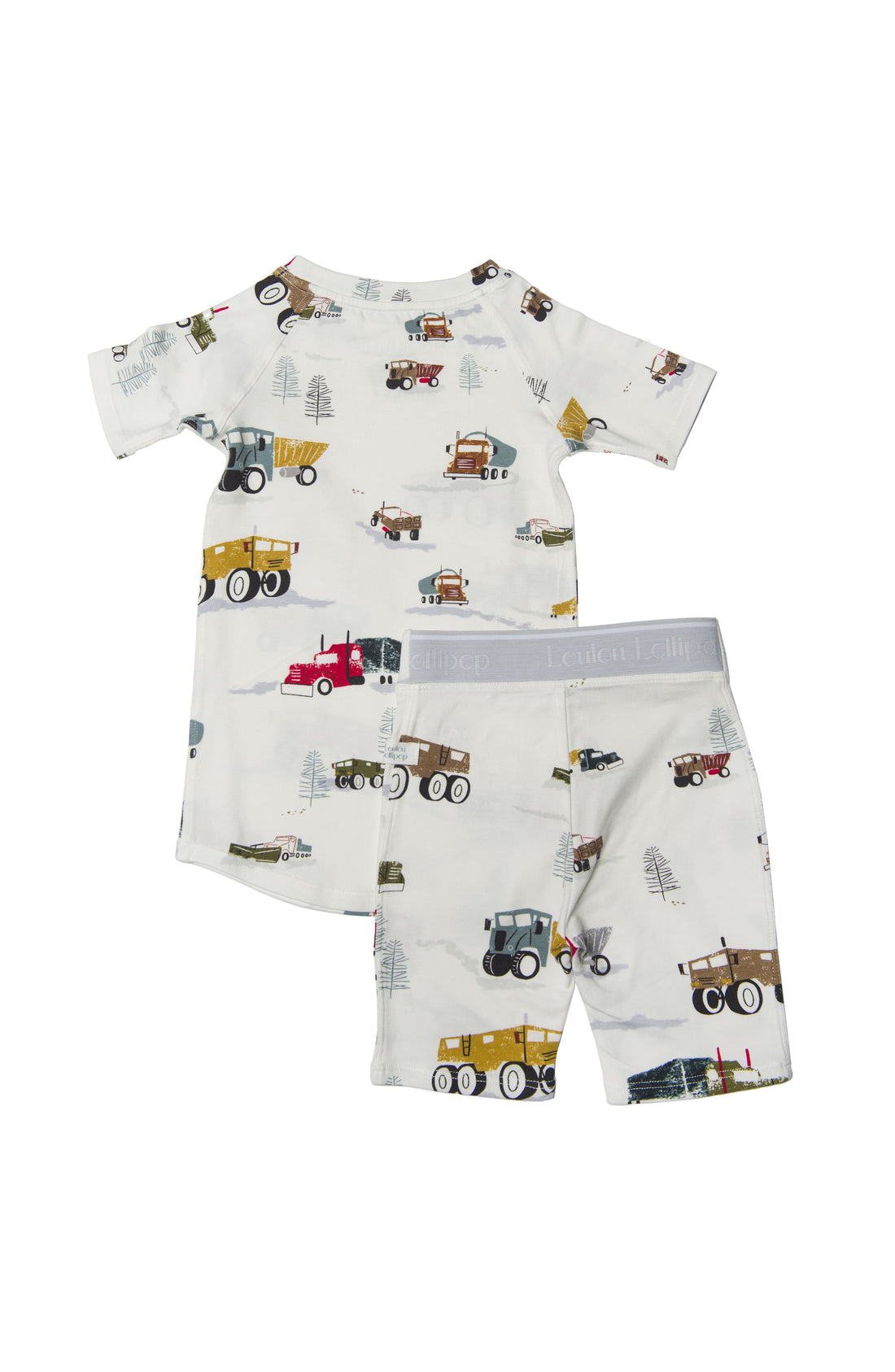 Short Pajama Set in Happy Trucks by Loulou Lollipop