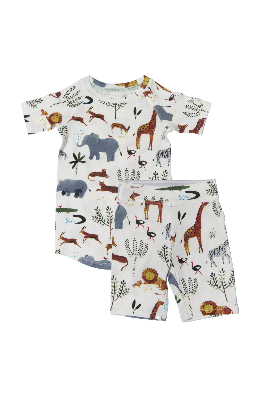 Short Pajama Set in Safari Jungle by Loulou Lollipop