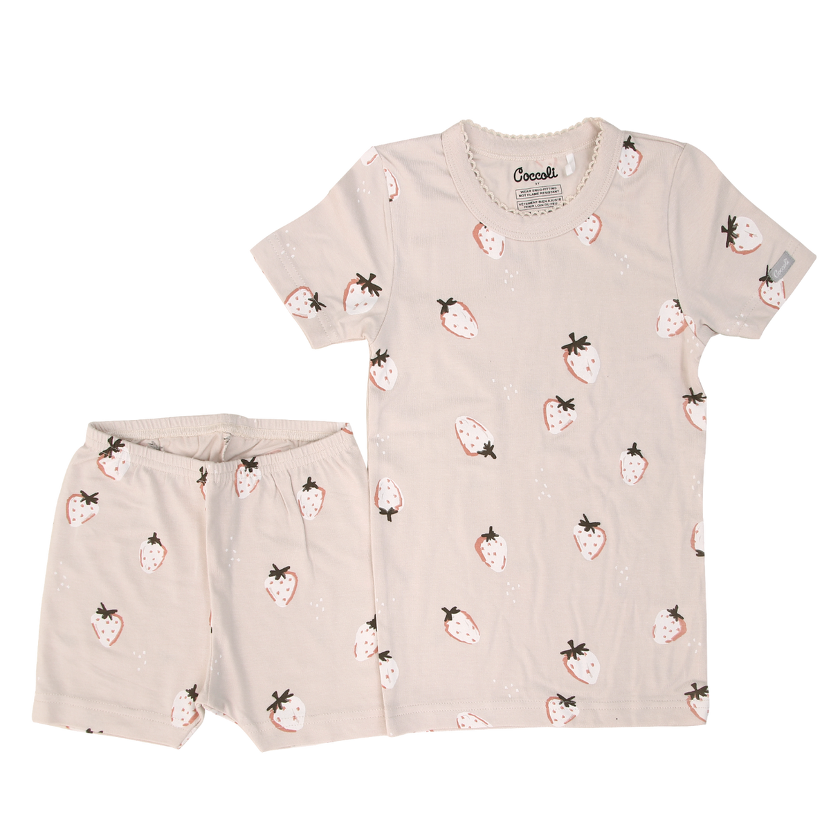 Short Sleeve Modal Pajama in Dusty Pink Strawberries by Coccoli
