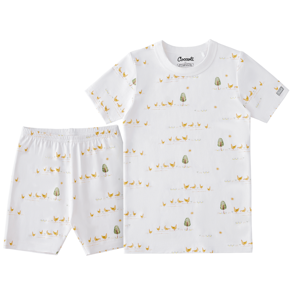 Short Sleeve Pajama in Cream Chicken by Coccoli