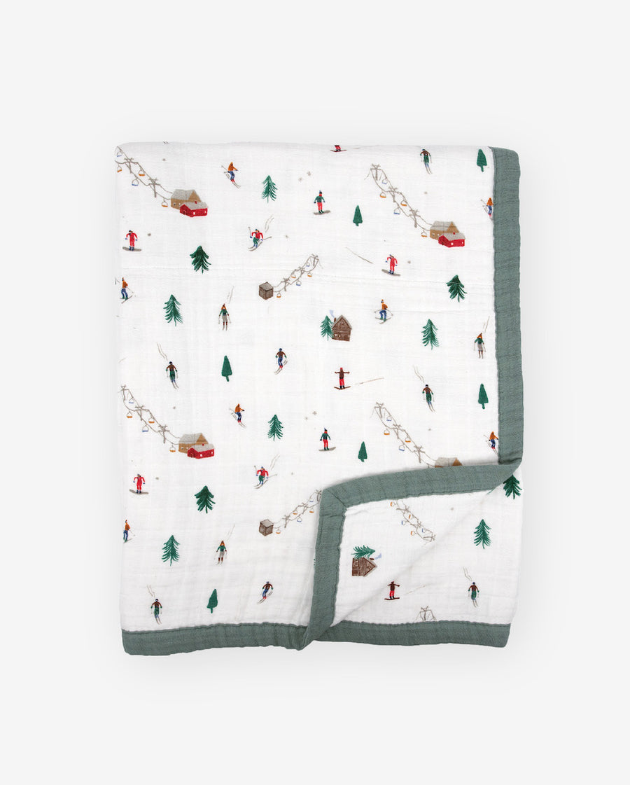 Cotton Muslin Big Kid Quilt in Powder Party by Little Unicorn