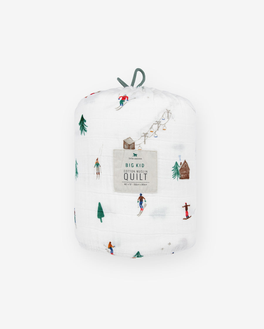 Cotton Muslin Big Kid Quilt in Powder Party by Little Unicorn