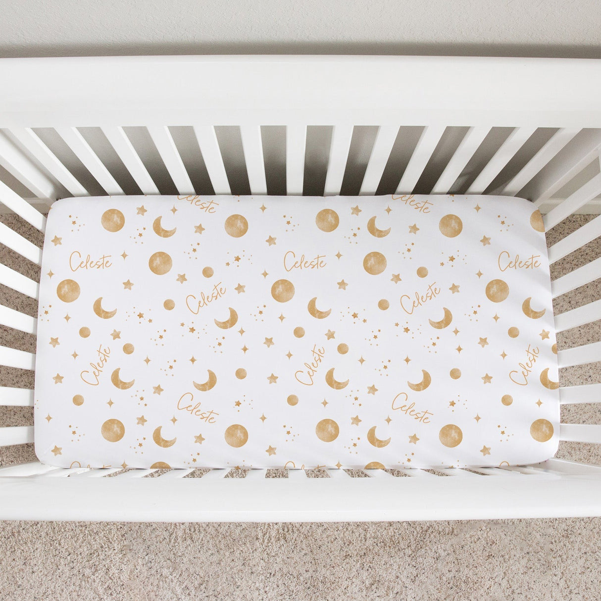 Sugar + Maple Personalized Crib Sheet | Among the Stars