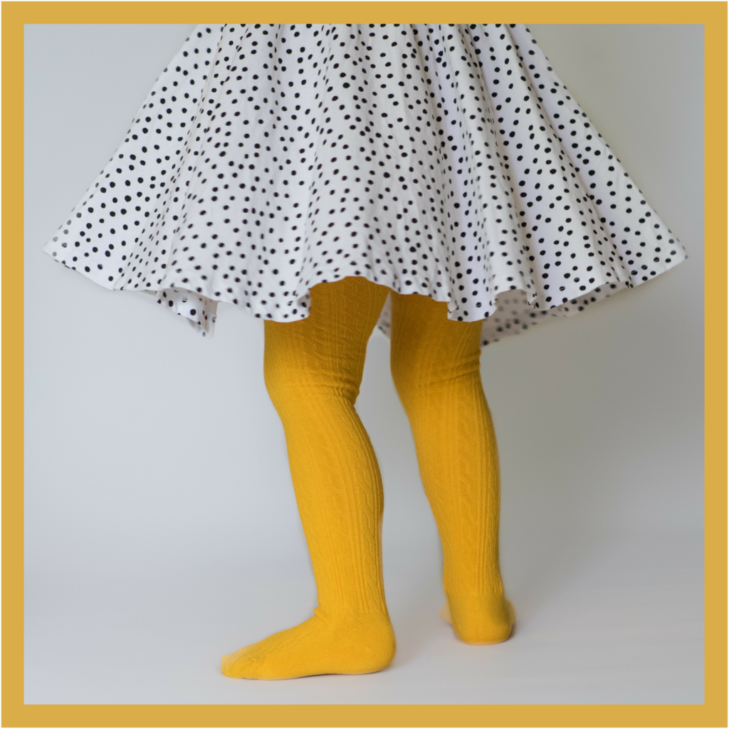 Cable Knit Tights in Mustard by Little Stocking Co.