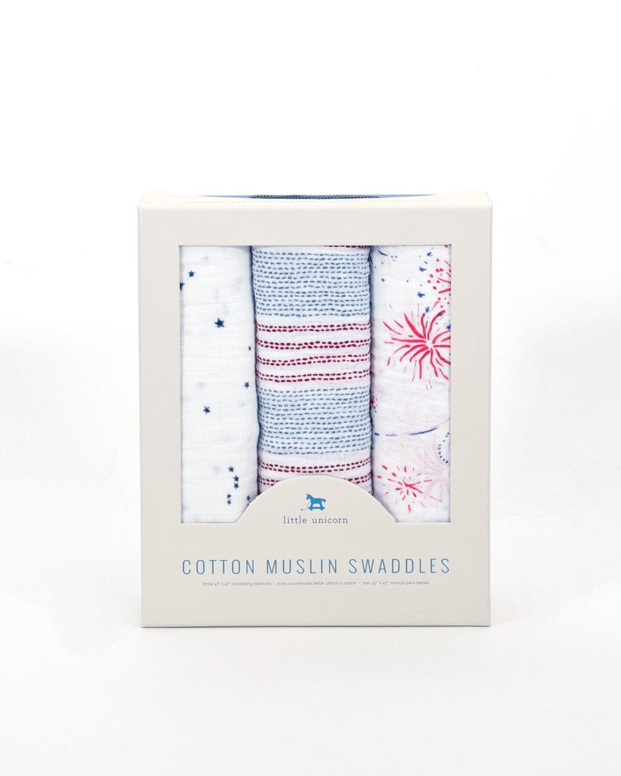 Cotton Muslin Swaddle 3 Pack in Celebration by Little Unicorn