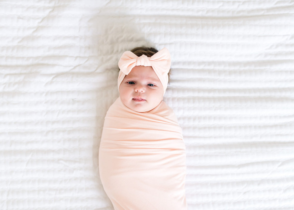 Knit Swaddle Blanket in Blush by Copper Pearl