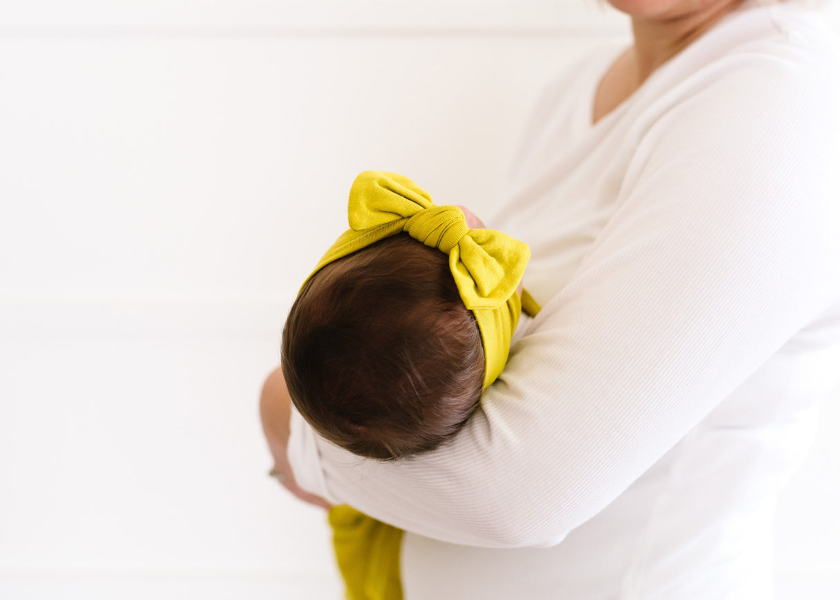 Knit Headband Bow in Squirt by Copper Pearl