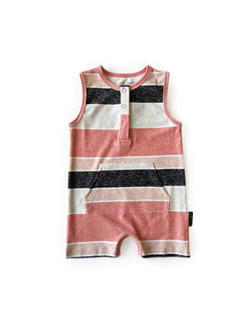 Washed Stripe Shorty Romper by Little Bipsy