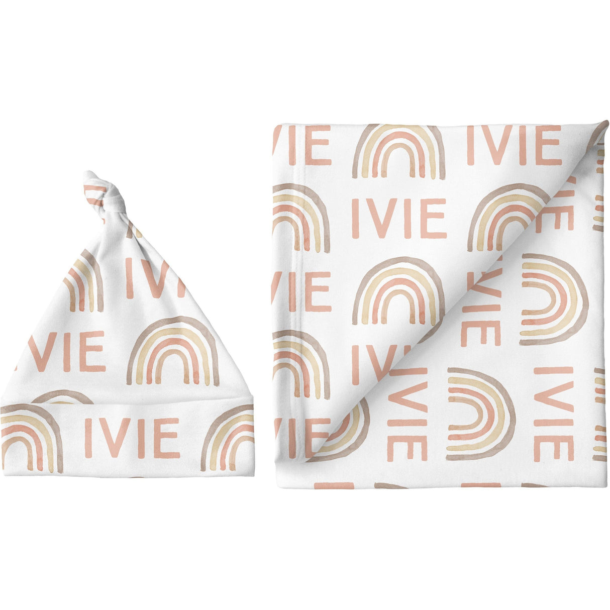 Sugar + Maple Personalized Blanket & Hat Set | Rainbow