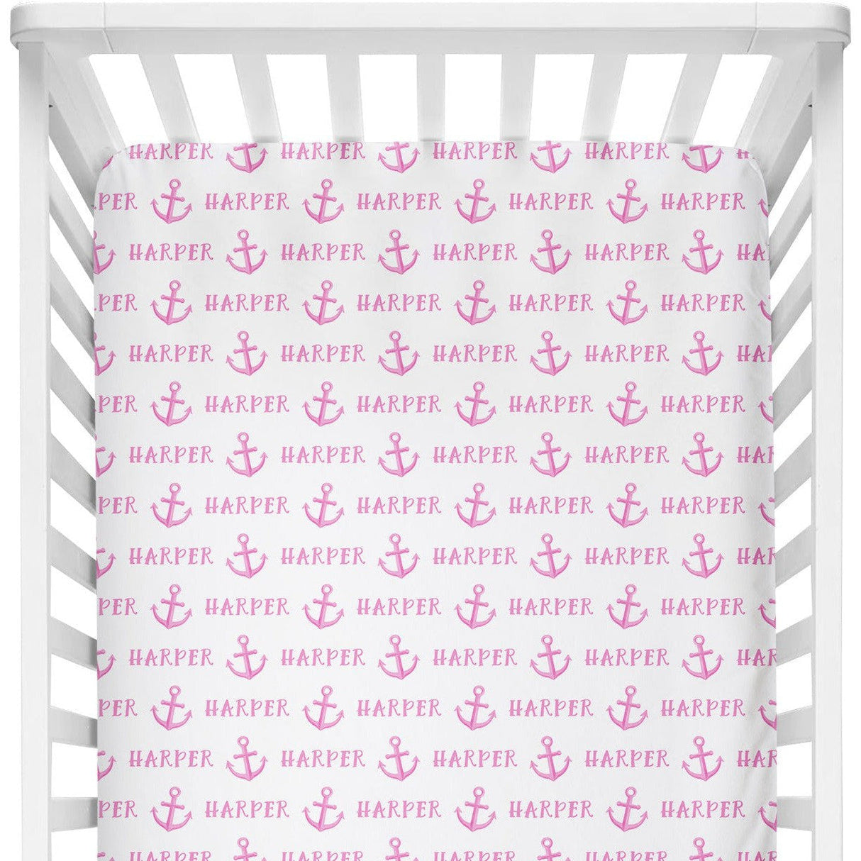 Sugar + Maple Personalized Crib Sheet | Anchor
