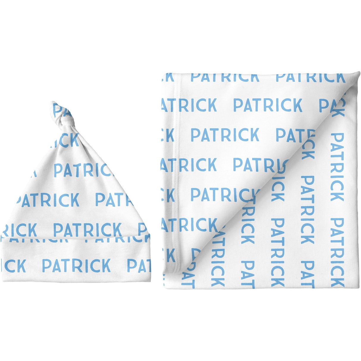 Sugar + Maple Personalized Blanket & Hat Set | Repeating Name