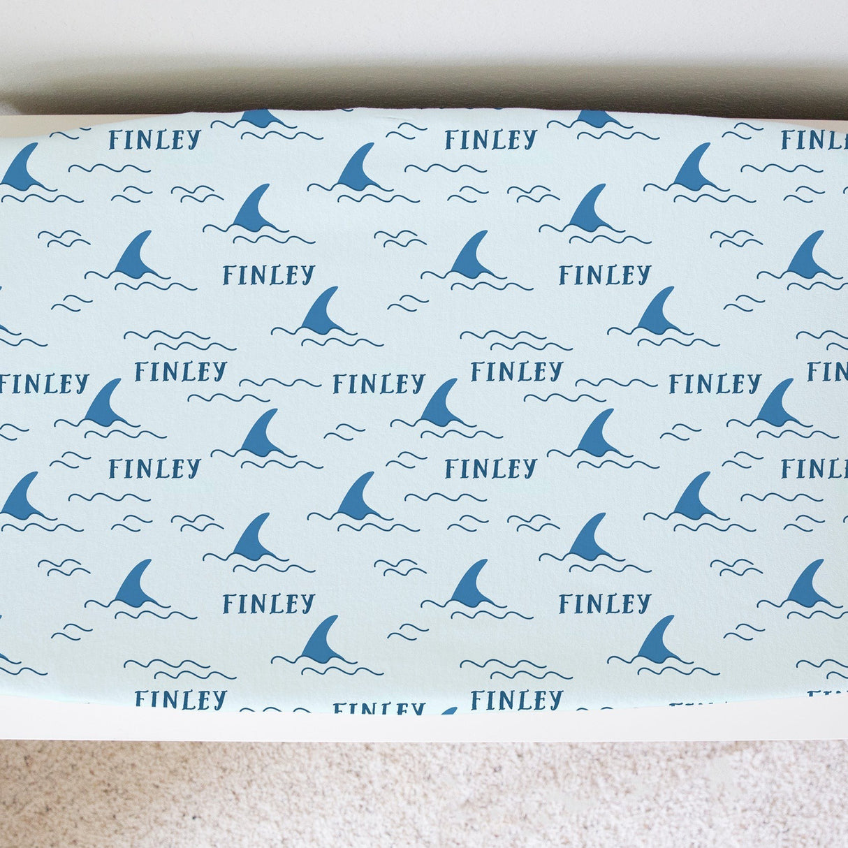 Sugar + Maple Personalized Changing Pad Cover | Shark Fin