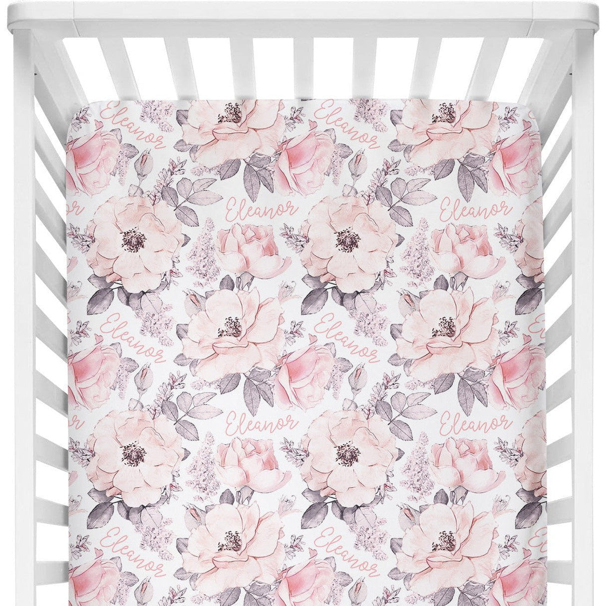 Sugar + Maple Personalized Crib Sheet | Wallpaper Floral
