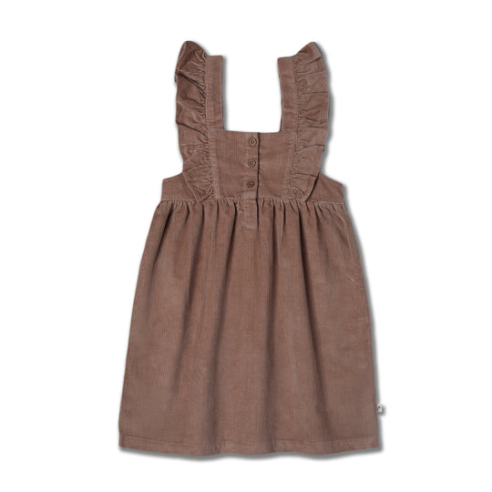 Organic Ruffle Corduroy Dress - Taupe by Makemake