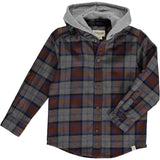 Erin Hooded Shirt - Brown/Grey/Blue Plaid by Me & Henry