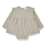 izet body dress in oatmeal-taupe by 1+ in the family