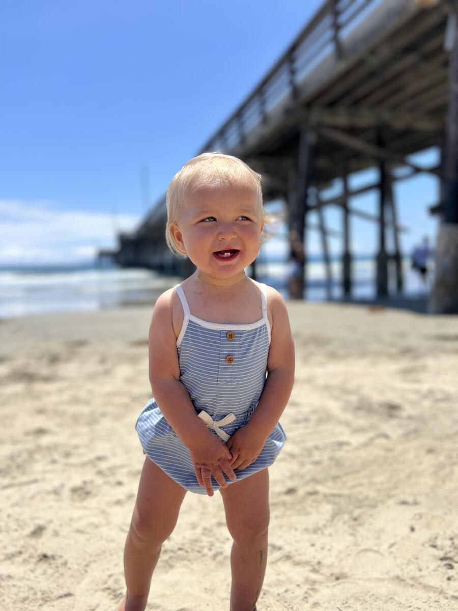 Karter Onesie in Blue Stripe by Vignette