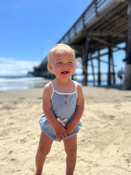 Karter Onesie in Blue Stripe by Vignette