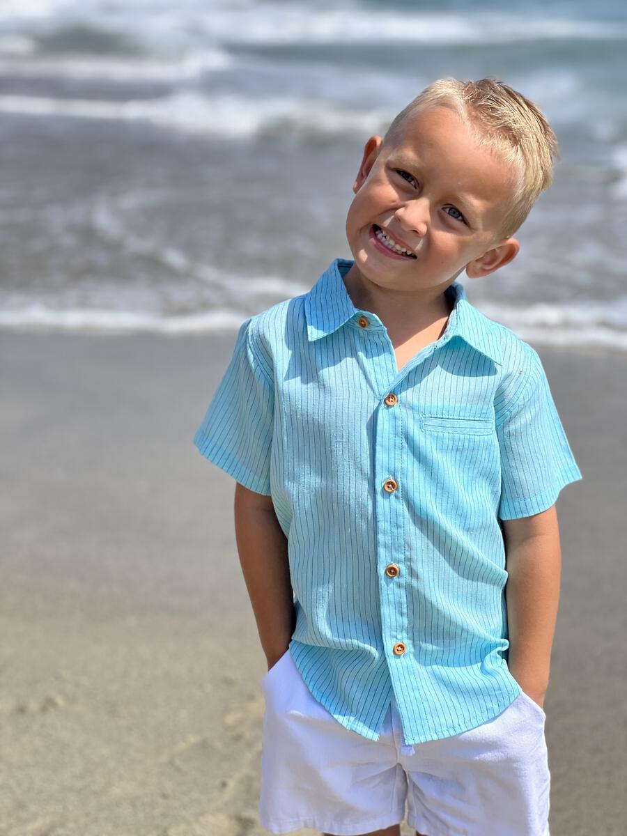 Newport Shirt - Aqua/Royal Stripe by Me & Henry