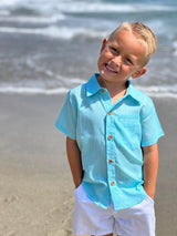 Newport Shirt - Aqua/Royal Stripe by Me & Henry